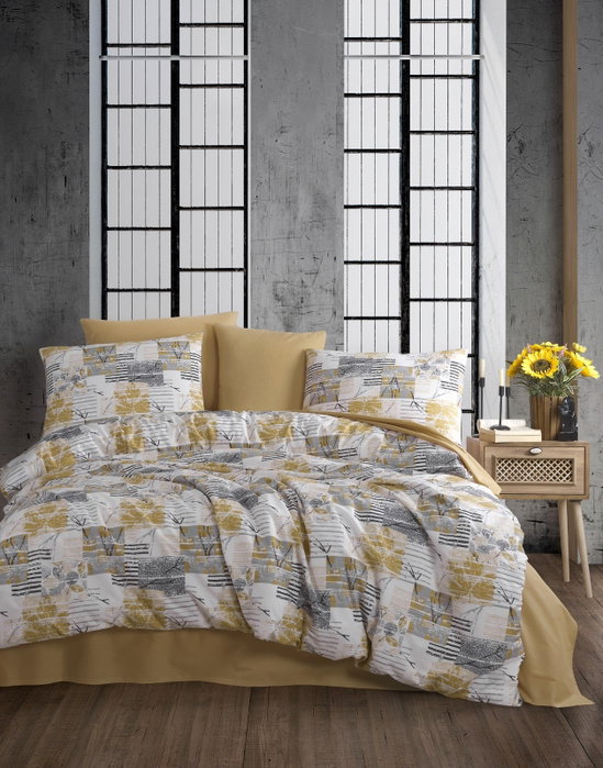 L'essentiel linge de maison Serra - Yellow Juego de funda de edredón individual L'essentiel linge de maison Serra - Yellow Juego de funda de edredón individual